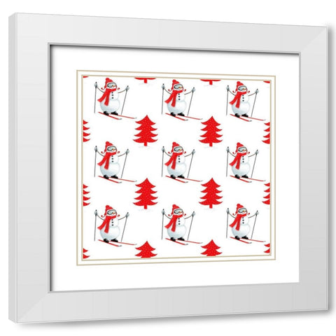 Snow Day Collection G White Modern Wood Framed Art Print with Double Matting by Borges, Victoria