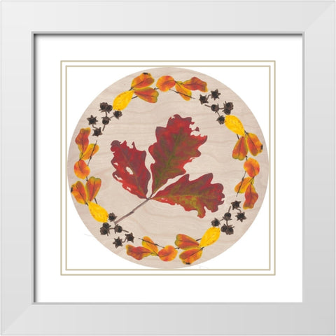 Autumn Leaves Collection C White Modern Wood Framed Art Print with Double Matting by Miller, Dianne