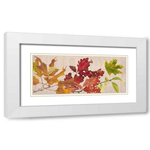 Autumn Leaves Collection D White Modern Wood Framed Art Print with Double Matting by Miller, Dianne
