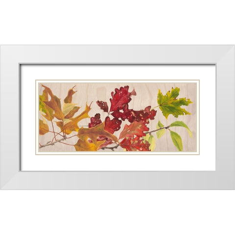 Autumn Leaves Collection D White Modern Wood Framed Art Print with Double Matting by Miller, Dianne