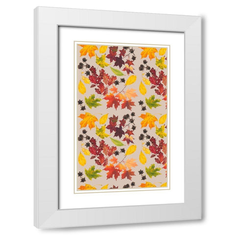 Autumn Leaves Collection E White Modern Wood Framed Art Print with Double Matting by Miller, Dianne