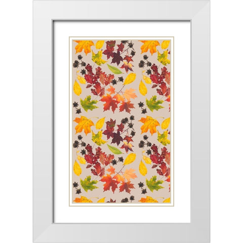 Autumn Leaves Collection E White Modern Wood Framed Art Print with Double Matting by Miller, Dianne