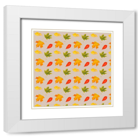 Autumn Leaves Collection F White Modern Wood Framed Art Print with Double Matting by Miller, Dianne