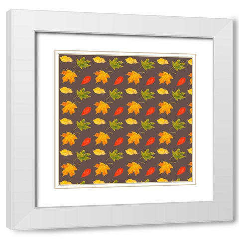 Autumn Leaves Collection G White Modern Wood Framed Art Print with Double Matting by Miller, Dianne