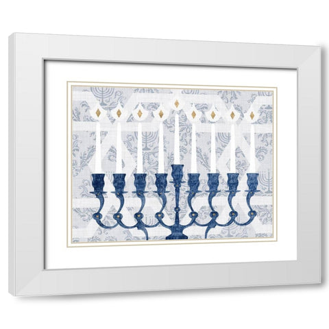 Sophisticated Hanukkah Collection A White Modern Wood Framed Art Print with Double Matting by Borges, Victoria