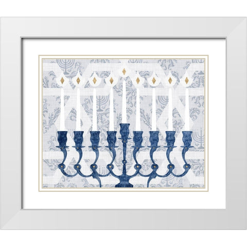 Sophisticated Hanukkah Collection A White Modern Wood Framed Art Print with Double Matting by Borges, Victoria