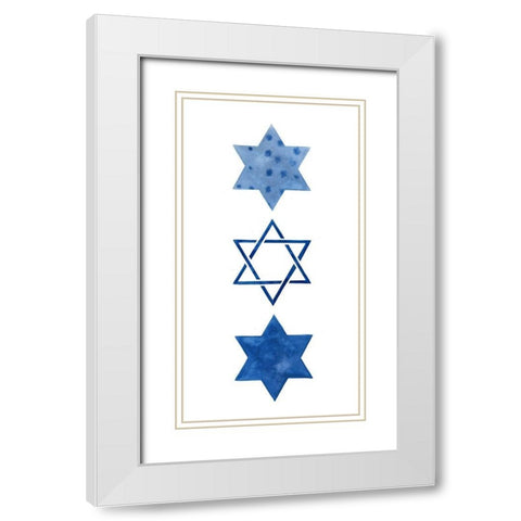 Indigo Hanukkah Collection B White Modern Wood Framed Art Print with Double Matting by Borges, Victoria