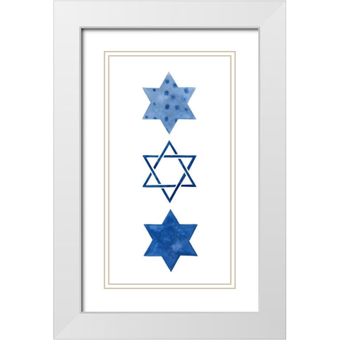 Indigo Hanukkah Collection B White Modern Wood Framed Art Print with Double Matting by Borges, Victoria