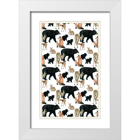 Woodland Babes Collection E White Modern Wood Framed Art Print with Double Matting by Popp, Grace