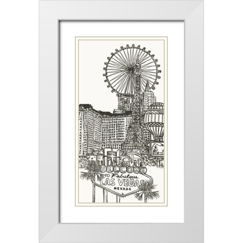Viva Vegas Collection B White Modern Wood Framed Art Print with Double Matting by Wang, Melissa