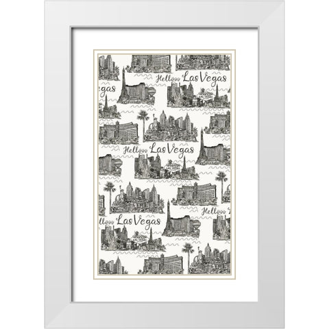 Viva Vegas Collection E White Modern Wood Framed Art Print with Double Matting by Wang, Melissa