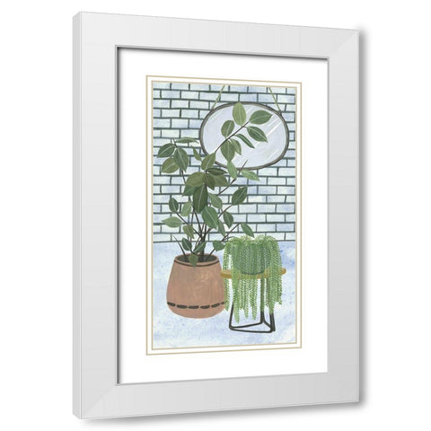 Mes Plantes Collection B White Modern Wood Framed Art Print with Double Matting by Wang, Melissa