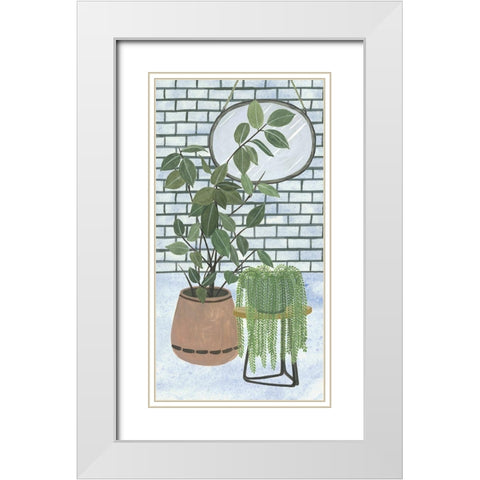 Mes Plantes Collection B White Modern Wood Framed Art Print with Double Matting by Wang, Melissa