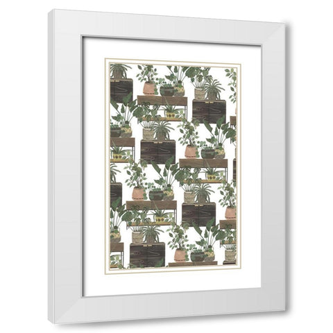 Mes Plantes Collection E White Modern Wood Framed Art Print with Double Matting by Wang, Melissa