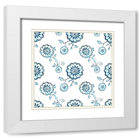 Indigo Sampler Collection H White Modern Wood Framed Art Print with Double Matting by Vess, June Erica