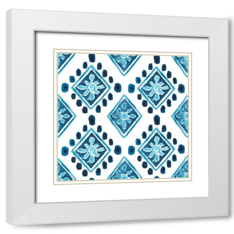 Indigo Sampler Collection I White Modern Wood Framed Art Print with Double Matting by Vess, June Erica