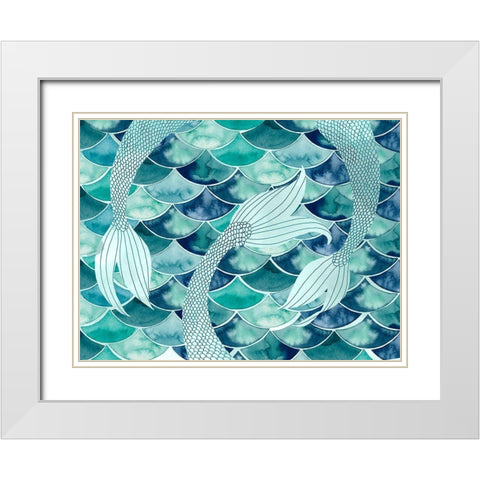 Mermaid Scales Collection A White Modern Wood Framed Art Print with Double Matting by Popp, Grace