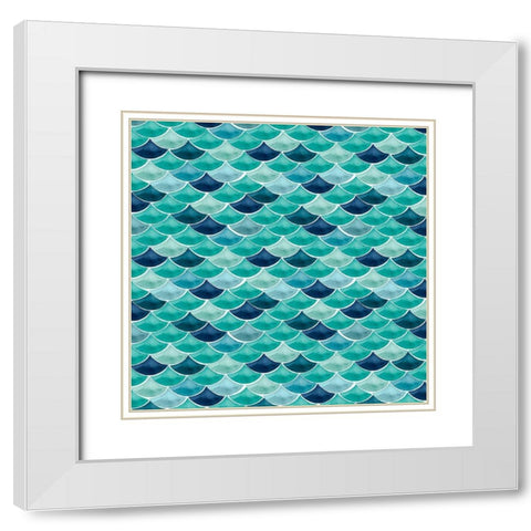 Mermaid Scales Collection F White Modern Wood Framed Art Print with Double Matting by Popp, Grace