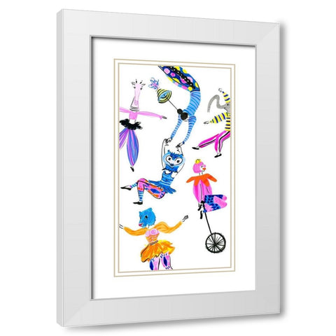 Circus Fun Collection B White Modern Wood Framed Art Print with Double Matting by Blanckslate