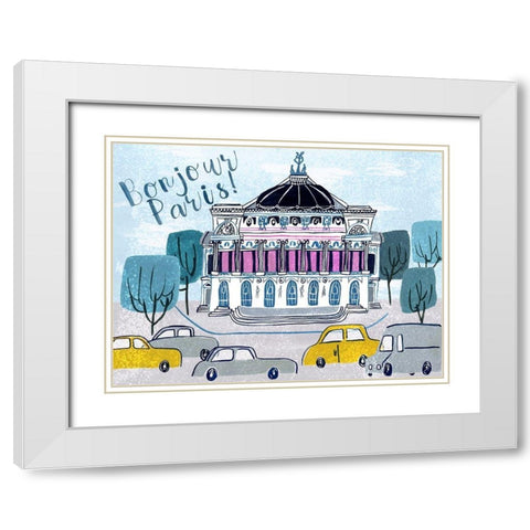 Bonjour Paris Collection A White Modern Wood Framed Art Print with Double Matting by Wang, Melissa