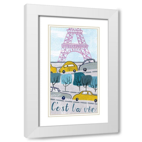 Bonjour Paris Collection B White Modern Wood Framed Art Print with Double Matting by Wang, Melissa
