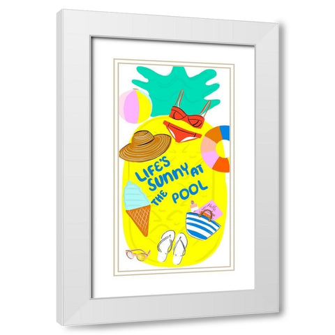 Soak up the Sun Collection B White Modern Wood Framed Art Print with Double Matting by Blanckslate