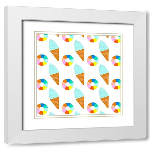 Soak up the Sun Collection H White Modern Wood Framed Art Print with Double Matting by Blanckslate