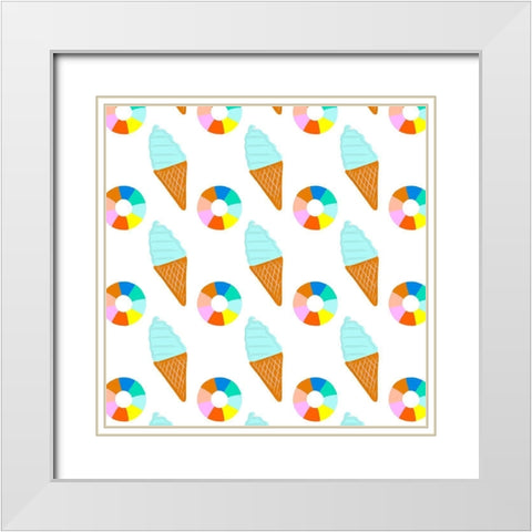 Soak up the Sun Collection H White Modern Wood Framed Art Print with Double Matting by Blanckslate