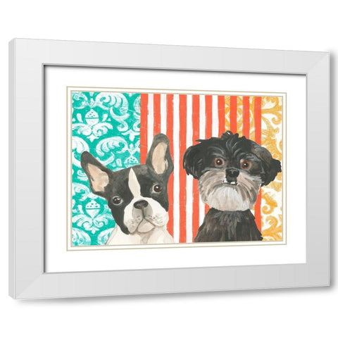 Parlor Pooch Collection A White Modern Wood Framed Art Print with Double Matting by Vess, June Erica