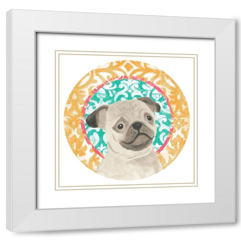 Parlor Pooch Collection C White Modern Wood Framed Art Print with Double Matting by Vess, June Erica