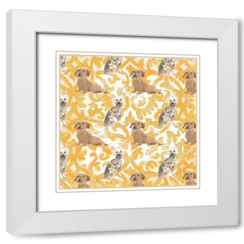 Parlor Pooch Collection H White Modern Wood Framed Art Print with Double Matting by Vess, June Erica