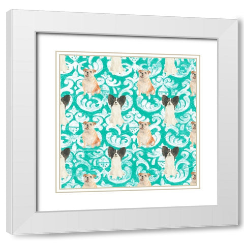 Parlor Pooch Collection I White Modern Wood Framed Art Print with Double Matting by Vess, June Erica