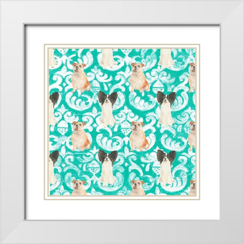 Parlor Pooch Collection I White Modern Wood Framed Art Print with Double Matting by Vess, June Erica