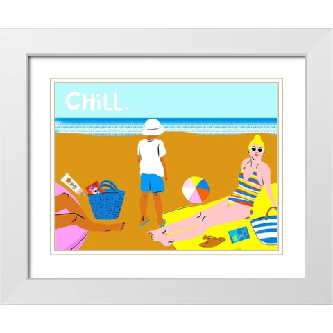 Beachy Keen Collection A White Modern Wood Framed Art Print with Double Matting by Blanckslate