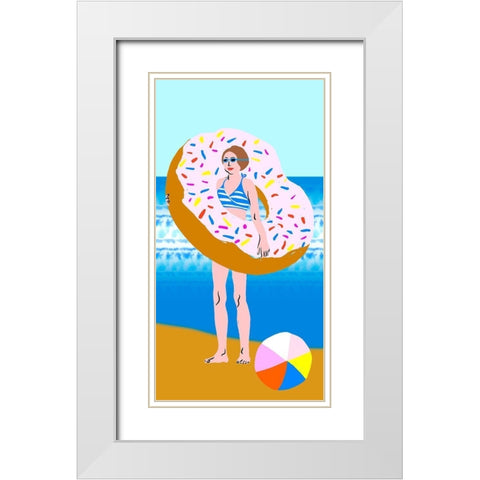Beachy Keen Collection B White Modern Wood Framed Art Print with Double Matting by Blanckslate