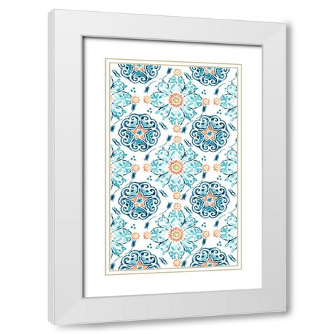 Medallion Medley Collection E White Modern Wood Framed Art Print with Double Matting by Vess, June Erica