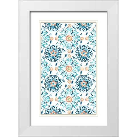 Medallion Medley Collection E White Modern Wood Framed Art Print with Double Matting by Vess, June Erica