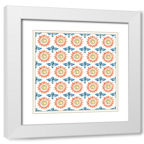Medallion Medley Collection F White Modern Wood Framed Art Print with Double Matting by Vess, June Erica