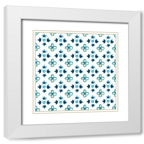 Medallion Medley Collection H White Modern Wood Framed Art Print with Double Matting by Vess, June Erica