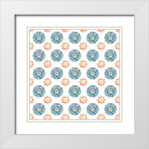 Medallion Medley Collection I White Modern Wood Framed Art Print with Double Matting by Vess, June Erica