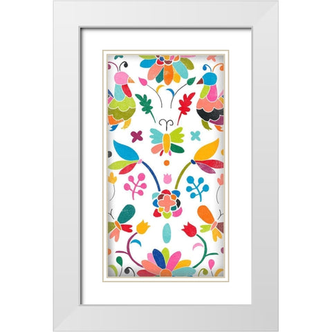 Folklorica Collection B White Modern Wood Framed Art Print with Double Matting by Vess, June Erica