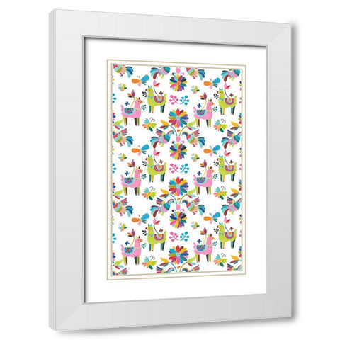 Folklorica Collection E White Modern Wood Framed Art Print with Double Matting by Vess, June Erica