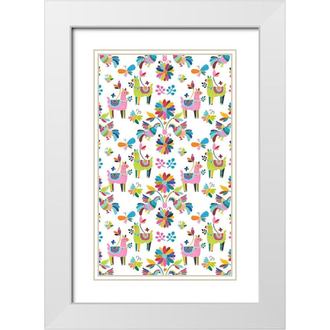 Folklorica Collection E White Modern Wood Framed Art Print with Double Matting by Vess, June Erica