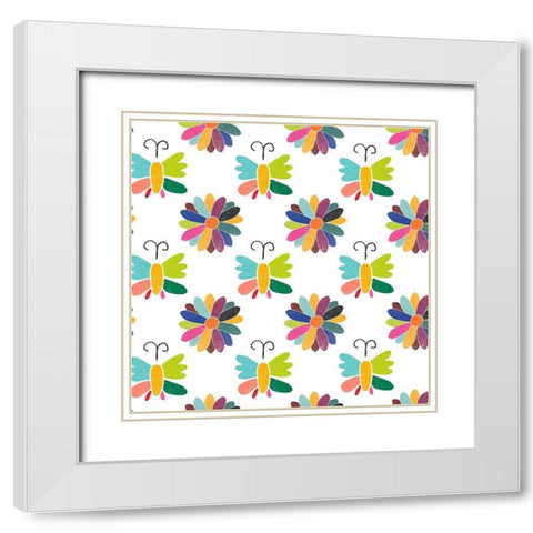 Folklorica Collection F White Modern Wood Framed Art Print with Double Matting by Vess, June Erica