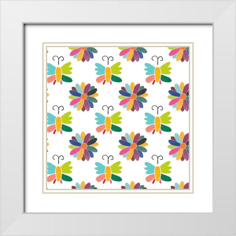 Folklorica Collection F White Modern Wood Framed Art Print with Double Matting by Vess, June Erica