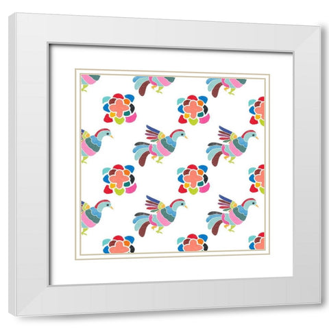 Folklorica Collection H White Modern Wood Framed Art Print with Double Matting by Vess, June Erica
