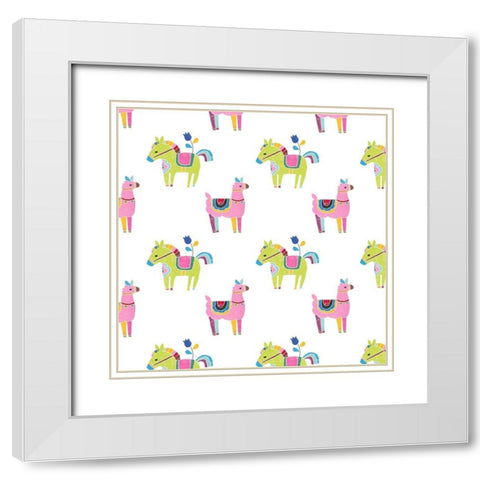 Folklorica Collection I White Modern Wood Framed Art Print with Double Matting by Vess, June Erica