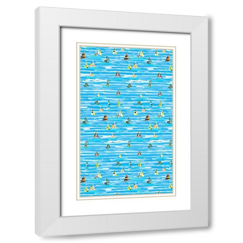 Capri Collection E White Modern Wood Framed Art Print with Double Matting by Blanckslate