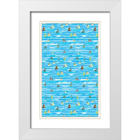 Capri Collection E White Modern Wood Framed Art Print with Double Matting by Blanckslate
