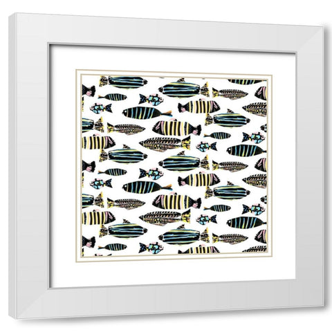 Capri Collection G White Modern Wood Framed Art Print with Double Matting by Blanckslate